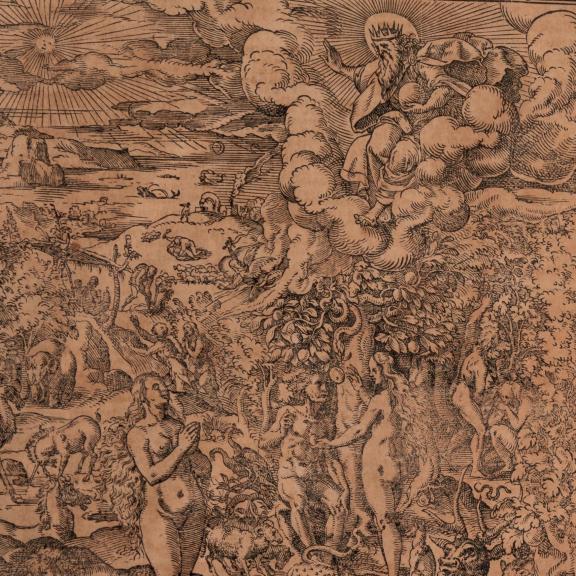 Image de détail de de la Bible allemande illustrée, page de titre, 1596