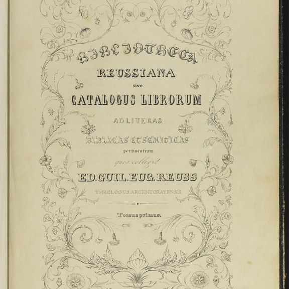 La page de titre du 1er volume du catalogue manuscrit d’Edouard Reuss
