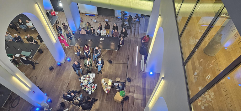 Photo du tournage de la Grande librairie, vue du 6eme étage 