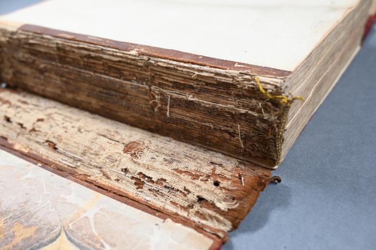 Travail de restauration sur un manuscrit arabe endommagé 