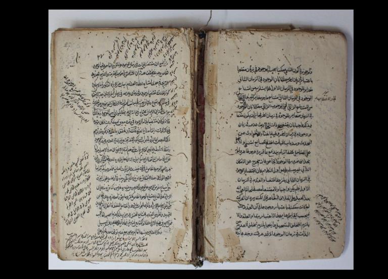 Photo d'une double page du manuscrit 4.160 avant restauration