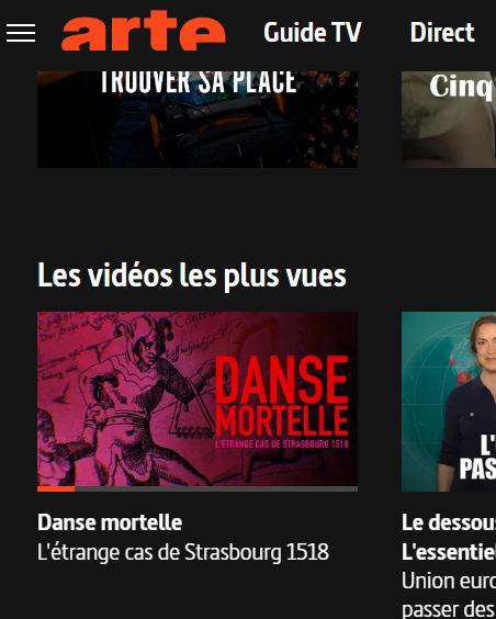 Capture d'écran de la bib de média d'Arte centré sur le documentaire 